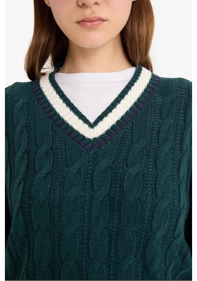 Defacto Coool Regular Fit V Yaka Kazak C7321ax25wngn744 Yeşil