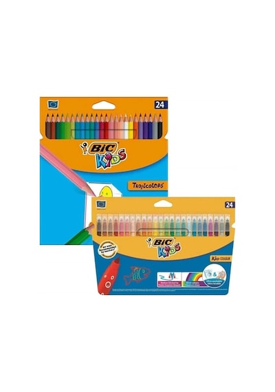 Bic Kids Tropicolors Kuru Boya Kalemi 24'Lü + Kid Couleur Keçeli