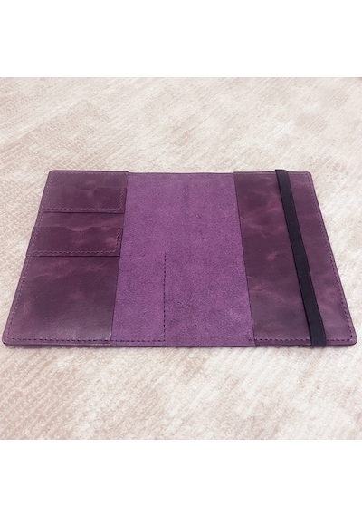 Bilikolik Hakiki Deri A5 Defter Kılıfı, El Yapımı, Telefon Cepli Ajanda Organizer, Defter Ve Kalem Dahil Mor
