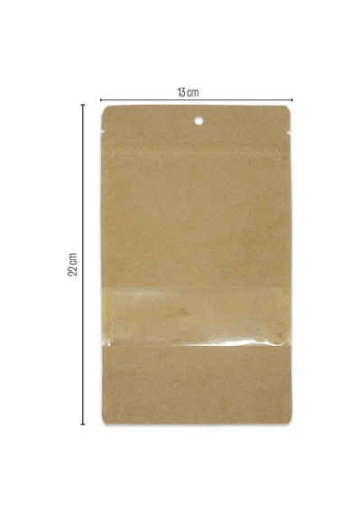 13X22.5X7 Kraft Pencereli Kilitli Doypack 50 Adet