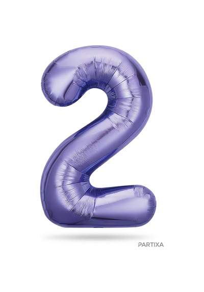 32 İnç Mor Rakam 2 Folyo Balon Çok Renkli