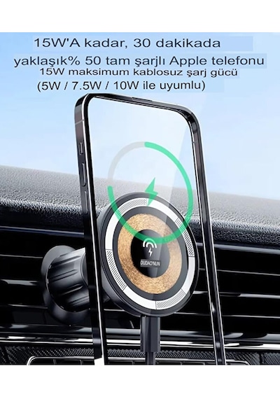 Magsafe Uyumlu 15w Hızlı Şarj Araç İçi Havalandırma Telefon Tutuc