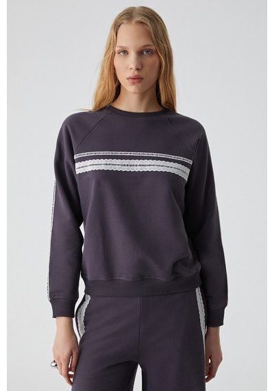 ETHIQUET JINX Kadın %100 Pamuk Kapüşonlu Fermuarlı Mor Sweatshirt