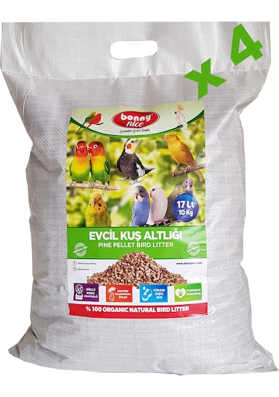 Bonny Nice Organik Çam Pelet Evcil Kuş Altlığı 10 Kg 17 l x 4 Ad