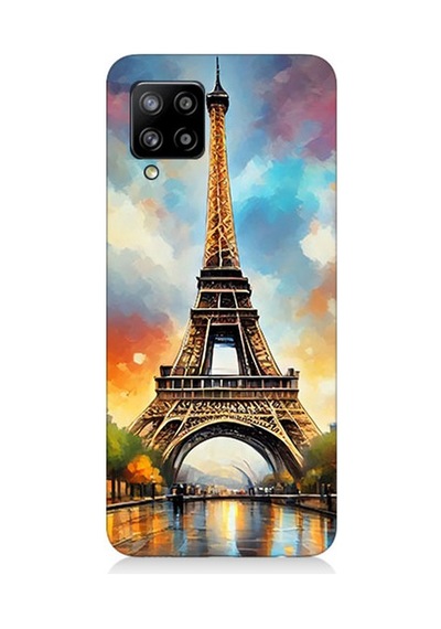 Samsung Galaxy A42 5g Uyumlu Gün Batımı Eyfel Büyüsü Desenli Silikon Kılıf Çok Renkli