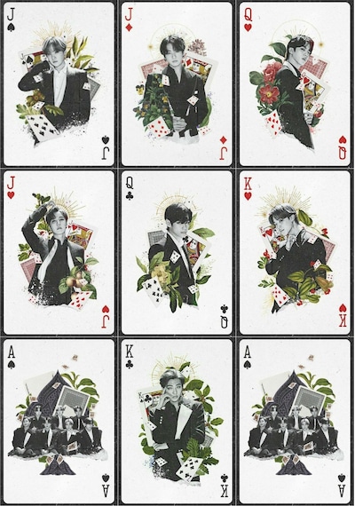 Kpop- Bts Grubu Üyeleri İskanbil Kart Tasarımlı Desenli Fotokart Seti