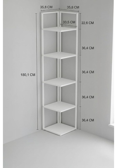 Ela 5 Raflı Metal Köşe Kitaplık Rafı Dekoratif Aksesuar Rafı 180 Cm Beyaz Diğer Ela 5 Raflı Metal Köşe Kitaplık Rafı Dekoratif Aksesuar Rafı 180 Cm Beyaz Diğer