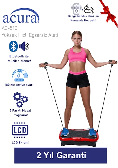 Ac-513 5 Programlı Bluetoothlu Yüksek Hızlı Egzersiz Aleti Kırmızı