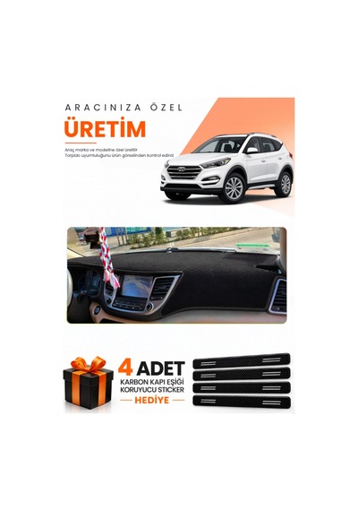 Hyundai Tucson 2016-2018 Uyumlu Torpido Koruma Örtüsü Oto Kılıfı - Siyah