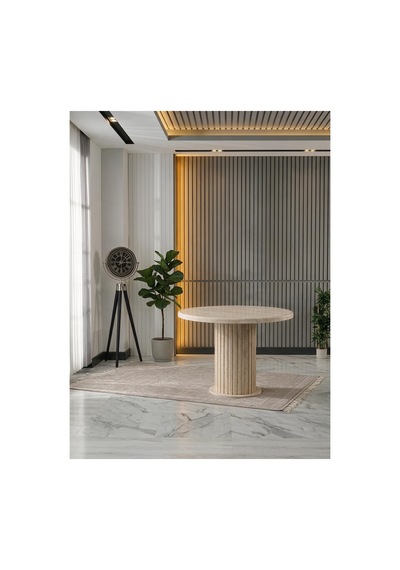 Aura Yuvarlak Bohem 90x90 Mdf Masa Masa Fiyatıdır Traverten Traverten