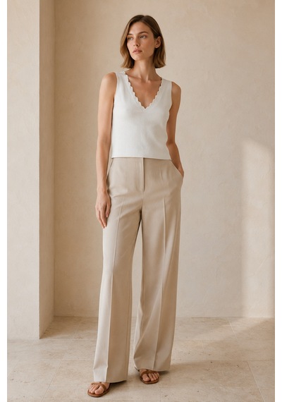 Ivoire Wear Beyaz 2'li Pamuklu Kare Yaka Ve V Yaka Kadın Atlet Paketi