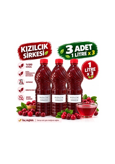Kızılcık Sirkesi 1 Lt. X 3