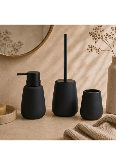 The Voguemaxima Sıvı Sabunluk Siyah Abs Seramik 8x15 Cm