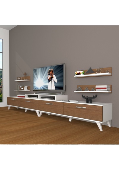 Decoraktiv Ekoflex 360r Slm Retro Tv Ünitesi Tv Sehpası Beyaz - Ceviz Decoraktiv Ekoflex 360r Slm Retro Tv Ünitesi Tv Sehpası Beyaz - Ceviz