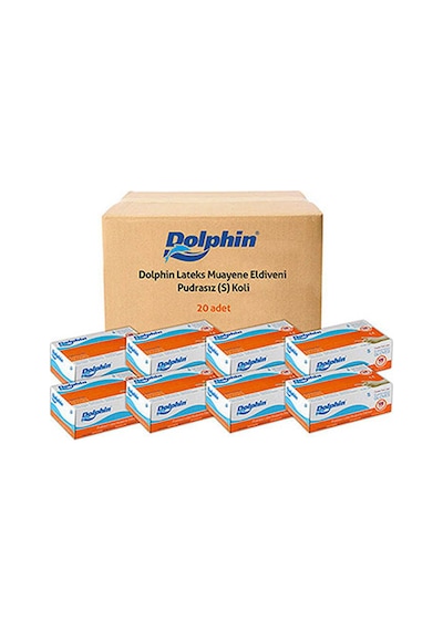 Dolphin Lateks Pudrasız Muayene Eldiveni Beyaz S 20 x 100'lü