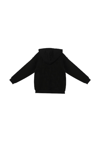 Erkek Çocuk Kışlık Dinozor Desenli Siyah Kapüşonlu Uzun Kollu Sweatshirt 4-10 Yaş