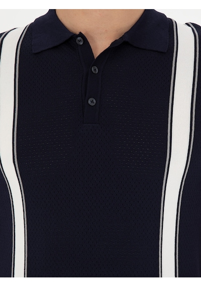 Lacivert Slim Fit Polo Yaka Triko T-shirt