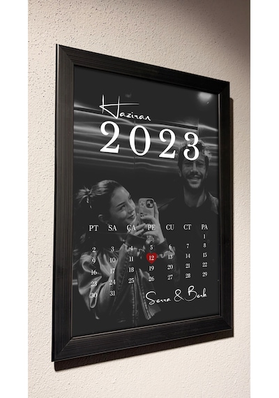 Sevgiliye Yıldönümü Fotoğraflı Aylık Takvim Tablo 20 x 30
