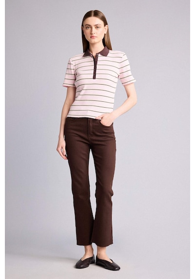 Defacto Crop Flare Fıt Yüksek Bel Bilek Boy Jean Pantolon H8501ax26spbn336 Kahve-bn336