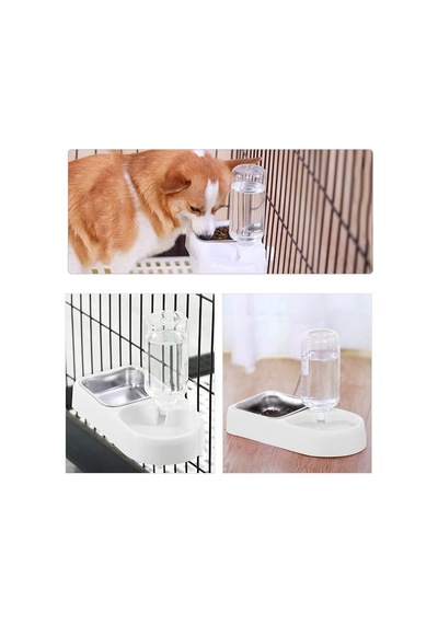Kafes Çift Kase, Sandık Asma Kasesi, Otomatik Su Dağıtıcı Şişeli Köpek Kedi Kasesi, Çıkarılabilir Paslanmaz