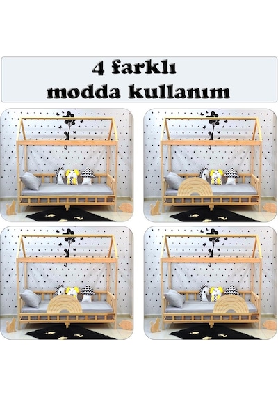 Markaawm Markaawm Çatılı Montessori Yatak 90X190 Doğal Çam Çocuk Karyola Akçaağaç