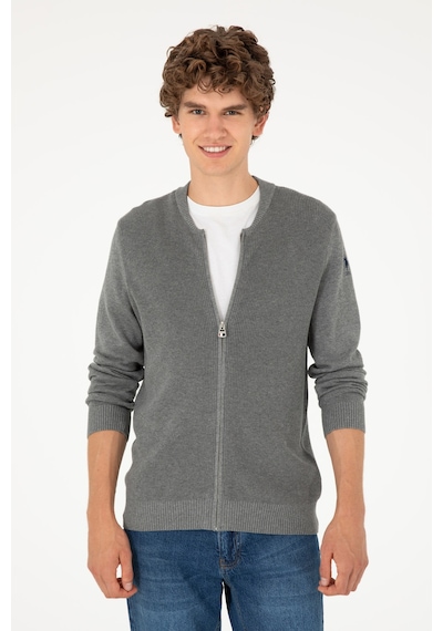 U.s. Polo Assn. Erkek Gri Melanj Hırka Triko 50293528-vr086 Gri Melanj