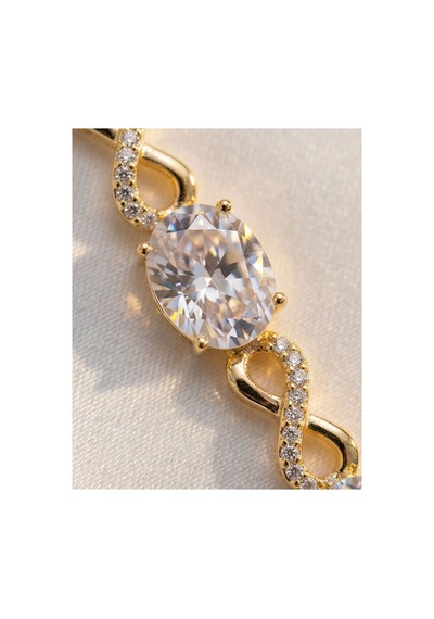 Xupıng Jewelry 14k Zirkon Taşlı Çelik Sonsuzluk Model Bileklik Sarı Sarı