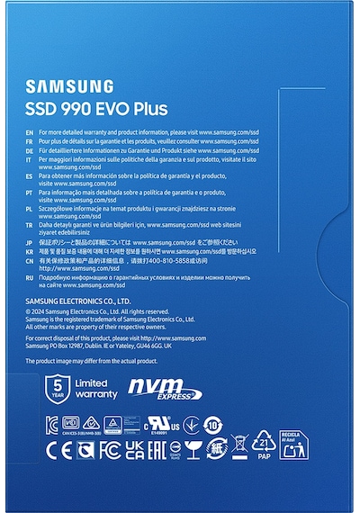 Samsung 990 EVO Plus MZ-V9S4T0BW 4 TB 7250/6300 MB/S PCIe M.2 NVMe SSD