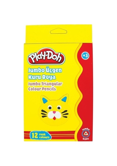 12 Renkli Jumbo Üçgen Kuru Boya Seti 124-Pembe