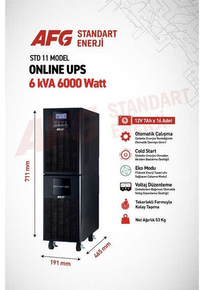 Standart Enerji Afg 6 Kva Online Ups - 5400w Kesintisiz Güç Kaynağı