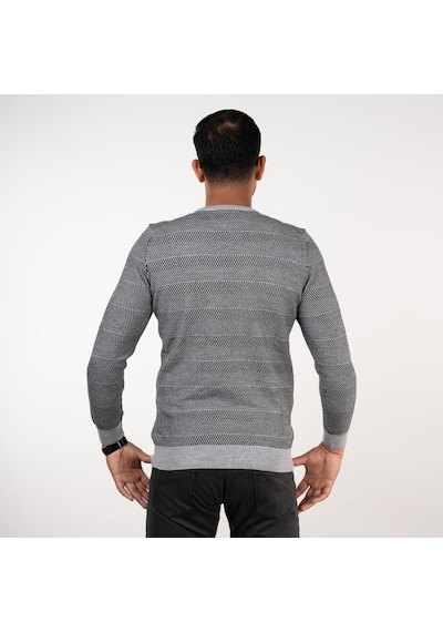 San&Fa Triko Erkek Sıfır Yaka Desenli Slimfit Kazak