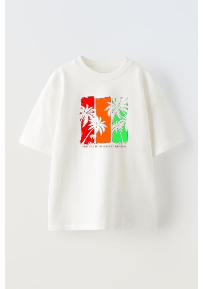 Thewert Unisex Beach Life Tasarım Baskılı Pamuk Beyaz Oversize T-shirt