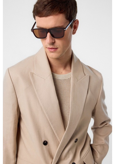 Antioch Relax Fit Keten Karışımlı Erkek Blazer Ceket Bej