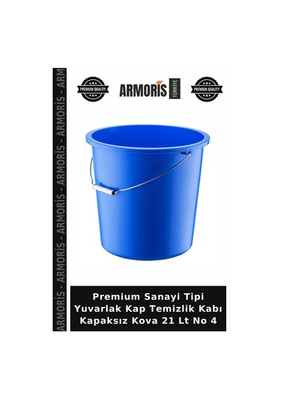 Premium Sanayi Tipi Yuvarlak Kap Temizlik Kabı Kapaksız Kova 21 Lt No 4 Çok Renkli
