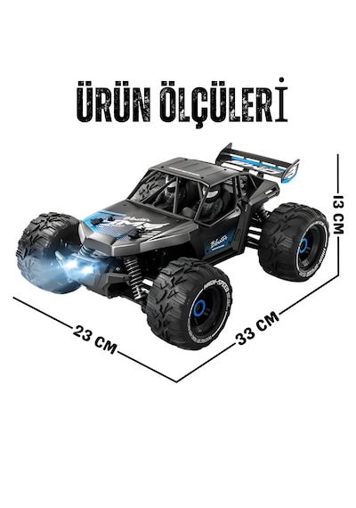 Oyuncak Uzaktan Kumandalı Metal Gövde 50 Km Hız Yapan 4x4 Off-road Arazi Aracı Şarjlı 1400 Mah Mavi