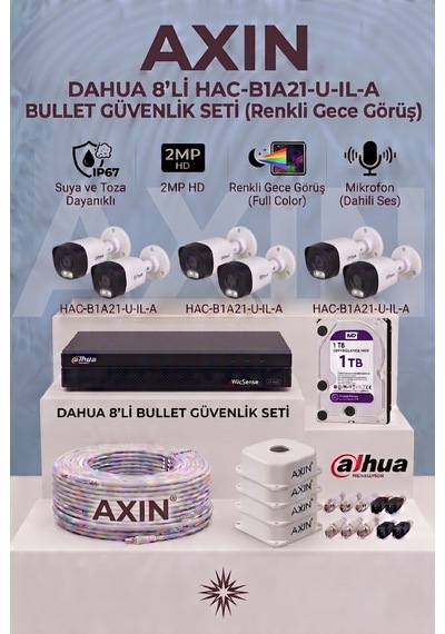 Dahua 8 Kameralı Full Color Gece Görüşlü Güvenlik Kamera Seti - Sesli Mikrofonlu , 1tb Hdd, Yapay Zeka Yüz Tanıma Dahua 8 Kameralı Full Color Gece Görüşlü Güvenlik Kamera Seti - Sesli Mikrofonlu , 1tb Hdd, Yapay Zeka Yüz Tanıma