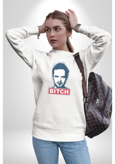Breaking Bad Unisex Beyaz Baskılı Sweatshirt Beyaz