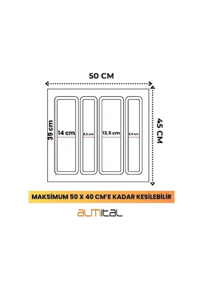 50x45 Cm. Beyaz Kaşıklık Ve Kepçelik 2'li Set 50x40cm E Kadar Kesilebilir
