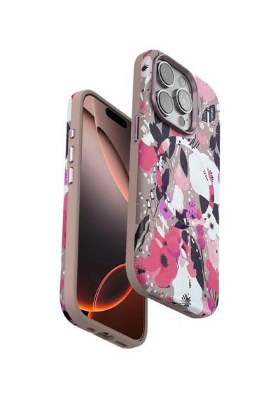 Durukar Apple, Uyumlu iPhone 14 Pro Flower Series Magsafe Kapak - Pembe