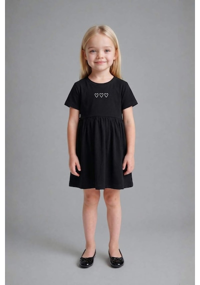Defacto Desenli Elbise Kız Bebek H2173a526smbk27 Siyah-bk27