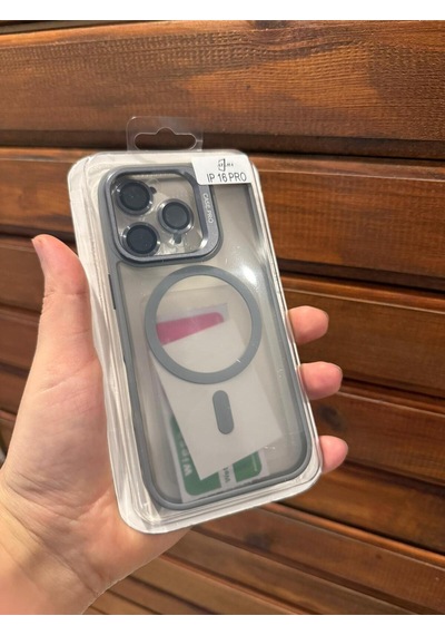 İphone 16 Pro Gri Magsafe Uyumlu Lens Korumalı Telefon Kılıfı