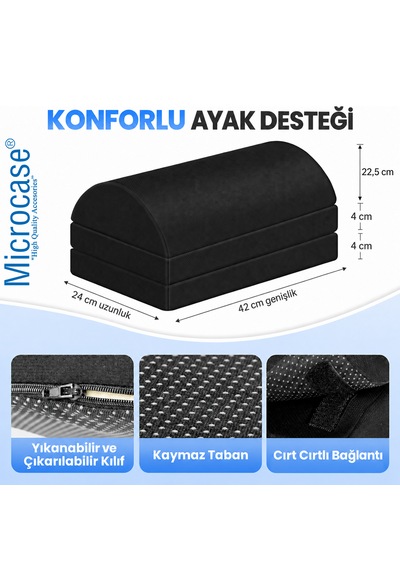 Microcase 3 Katmanlı Ayarlanabilir Çok Amaçlı Kaydırmaz Taban Ayak Koyma Pedi Ofis Ev Seyehat Ayak Bacak Koyma Dinlendirme Pedi Al7015