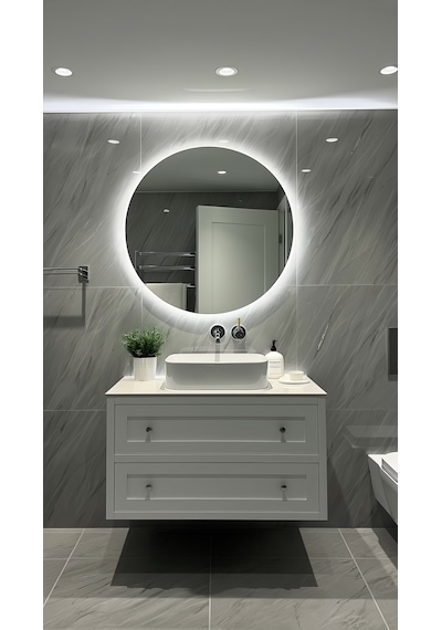 60 Cm Yuvarlak Led Işıklı Banyo Aynası Banyo, Antre, Yatak Odası Ve Makyaj Beyaz
