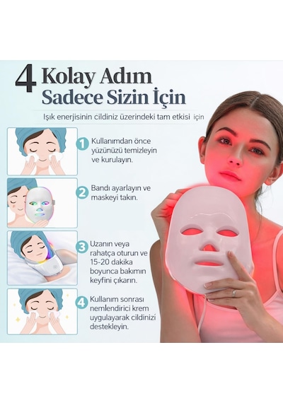 Yüz Ve Boyun Güzellik Cihazı Led Yüz Maskesi Foton Maskesi 7 Renkli Cilt Bakım