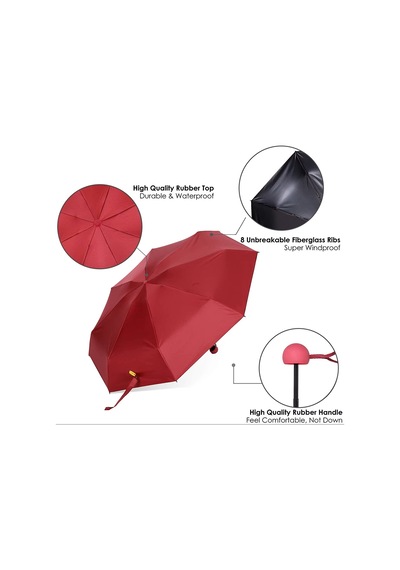 Eleven Markets Mini Cep Boy Lüx Şemsiye Uv Korumalı Bordo Mini Şemsiye Bordo