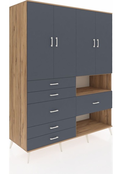 Kronos Gardrop 7 Raflı 6 Çekmeceli 4 Kapaklı 176x59x221 Çam-antrasit Antrasit Kronos Gardrop 7 Raflı 6 Çekmeceli 4 Kapaklı 176x59x221 Çam-antrasit Antrasit