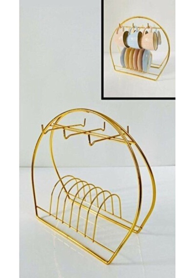 Pratik Gold Altın Renk Kupa Fincan Askılığı Mutfak Düzenleyici Bakır