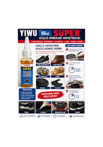 Yıwu 50ml Süper Güçlü Ayakkabı Yapıştırıcısı - Deri Ayakkabılar, Reçine Katkılı El Sanatları, Deri