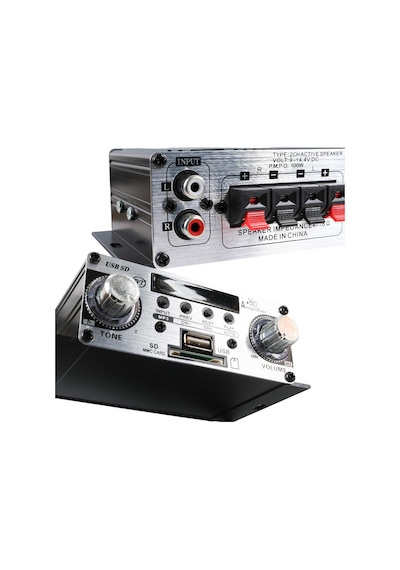 Magicvoice Yw-191l 12 Volt 100 Watt Motosiklet Bluetooth Amfi Usb Sd Kart 2 Kanal Pazarcı Anfi 125x95x40mm Mini Anfi