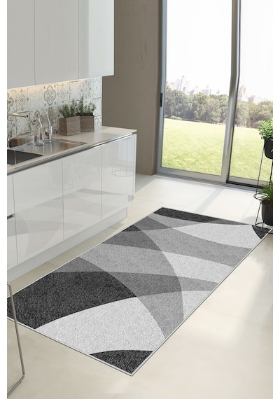West Home Dijital Baskı Yıkanabilir Kaymaz Taban Salon Halısı Mutfak Halısı Ve Yolluk Wh 460 Black